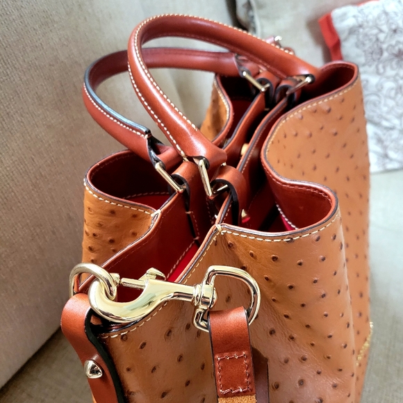 Dooney and Bourke Ostrich Large Barlow Bag - Caramel - Picture 3 of 13